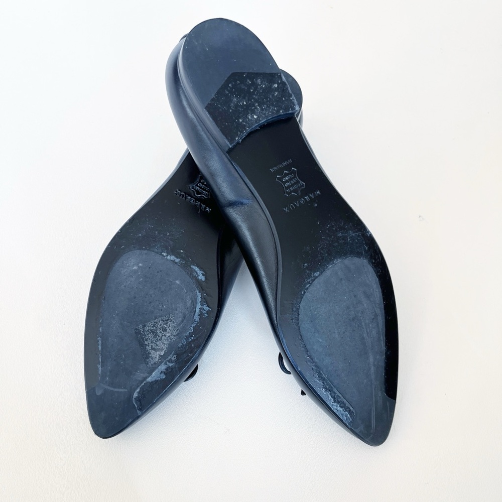 Margaux Black Pointed-Toe Leather Ballet Flats with Bow - Picture 4 of 10